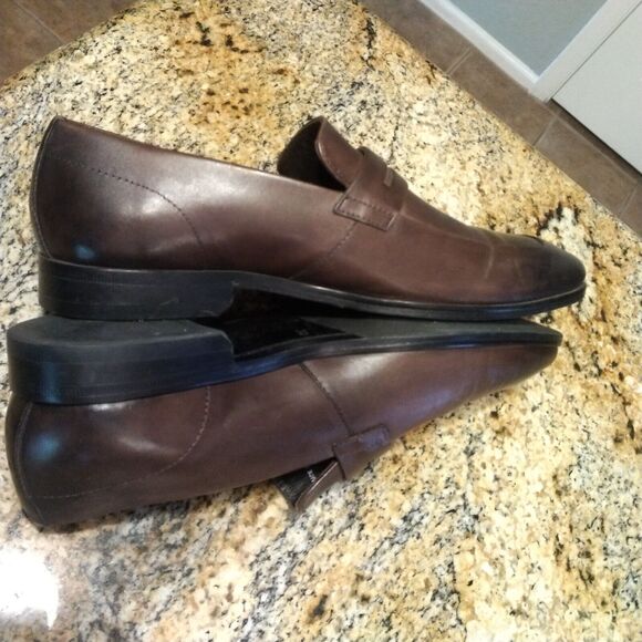 Hugo Boss Penny Loafers Men's 5.5 Dark Brown Leather Dress Highline Slip On - Picture 6 of 12